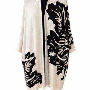 MarlaWynne Black & Cream Poncho Sweater
